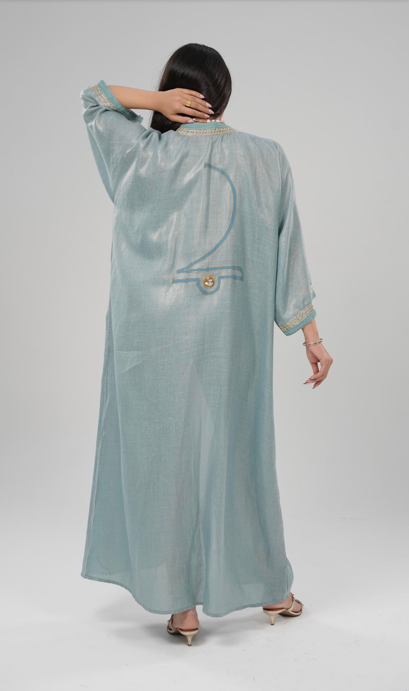 Lulwa Blush-Abaya with Art Paint