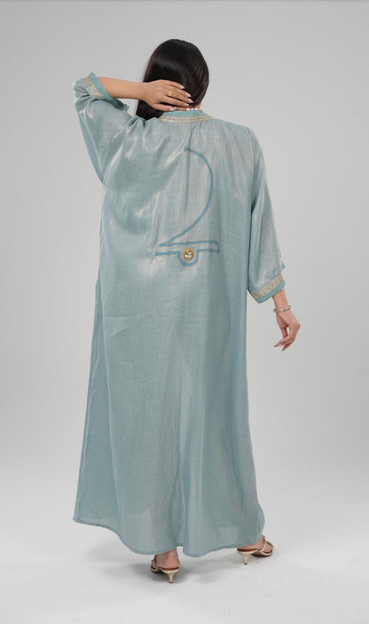 Lulwa Blush-Abaya with Art Paint