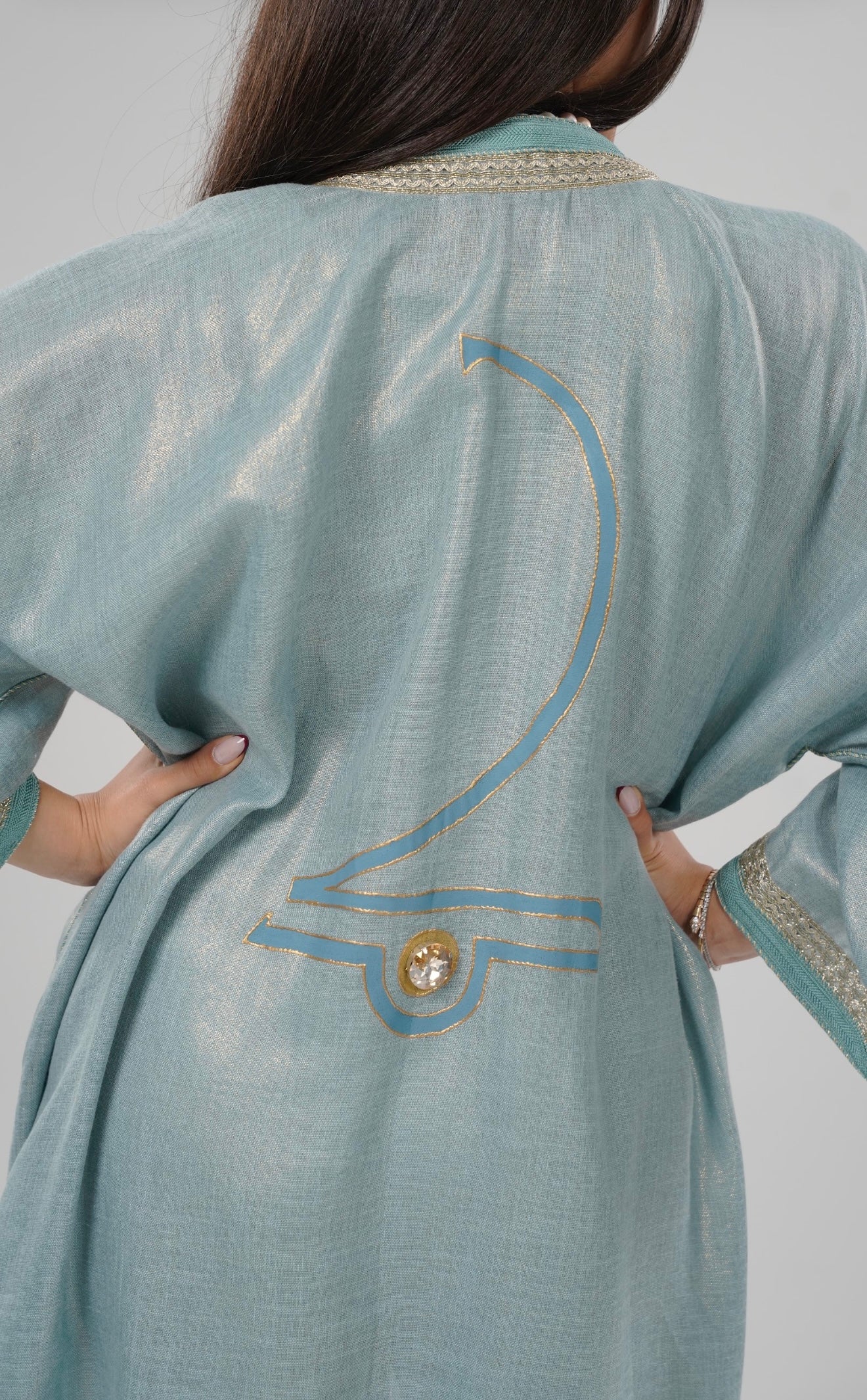 Lulwa Blush-Abaya with Art Paint