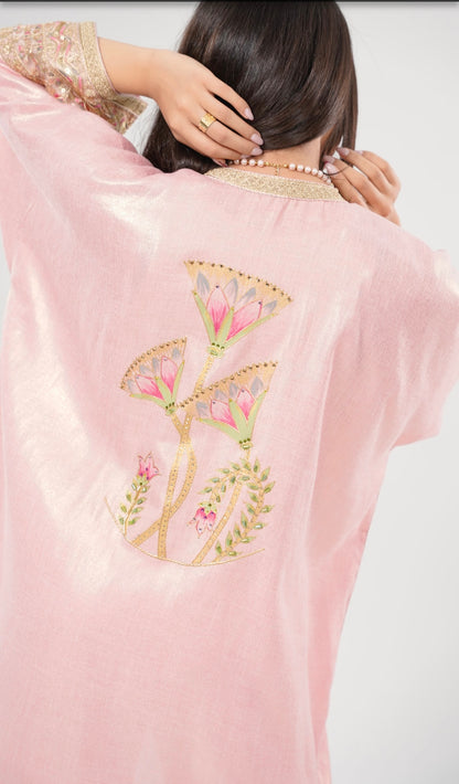 Lulwa Blush-Abaya with Art Paint