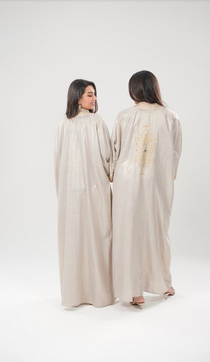 Lulwa Blush-Abaya with Art Paint