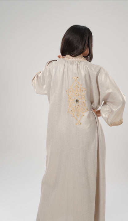 Lulwa Blush-Abaya with Art Paint